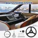 CARMOCAR 12ft Boat Steering Cable System,Outboard Rotary Kit with 13.5 Inch steering wheel,3/4" Tapered Shaft replacement for Marine Boat