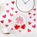 8 x 2 Sheets Valentines Day Window Clings Romantic Pink & Bow Heart Wall Stickers Holiday Wall Art Valentines Window Stickers for Holiday Bedroom Room Glass Decorations
