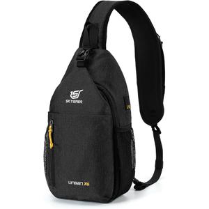 SKYSPER Sling Bag Crossbody Backpack - Chest Shoulder Cross Body Bag Travel Hiking Casual Daypack for Women Men(Black)