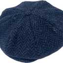 Hanna Hats Men's Donegal Tweed 8 Piece Cap Newsboy Cap (Large, Teal & Navy Herringbone)