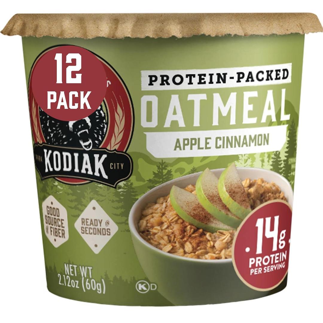 Kodiak Cakes Instant Protein Apple Cinnamon Oatmeal in a Cup, 2.12oz (Pack of 12) (EXP 03/25/27)