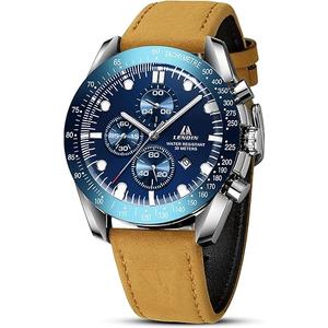 LN LENQIN Mens Watches Leather Watch Analog Quartz Watch for Men Luminous Luxury Fashion Business Casual 30M Waterproof Men's Wrist Watches with Date
