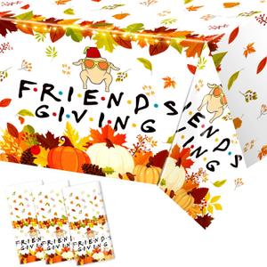 3 Pieces Friendsgiving Tablecloth, 108 * 54 Inch Friendsgiving Decorations Plastic Table covers, Friends Giving Party Decorations Friends Theme, Friends Thanksgiving Decorations Tablecloth Disposable