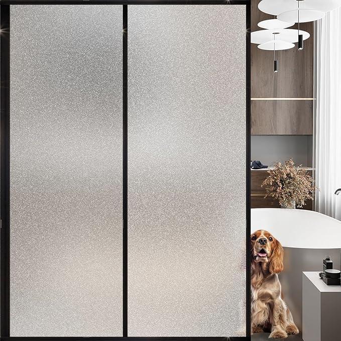 Frosted Glass Window Privacy Film Decorative, Bathroom Window Privacy Film for Glass Windows Cover, Static Cling, Removable, Reusable, Anti-UV, Anti-Glare, Heat Blocking, 35.4 Inch by 78.7Inch