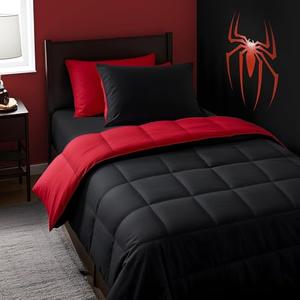 Anluoer Twin Comfortable Black Bed in a Bag Bedding Set with 1 Comforter(68"*88), 1 Pillowcase,