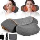 Neck Massager Pillow, 3-in-1 Neck Massager, Travel Massage Pillow for Shoulder Pain Relief, Deep Tissue Pain with Heat and Traction, Hump Corrector
 (Gray)