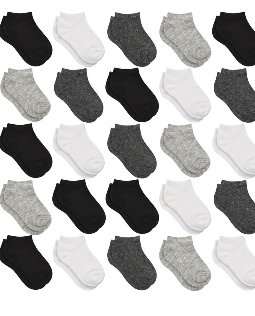 Kids Socks - 25 Pairs Toddler Ankle Socks Set, Low Cut for Boys & Girls (0-14 Years Old)