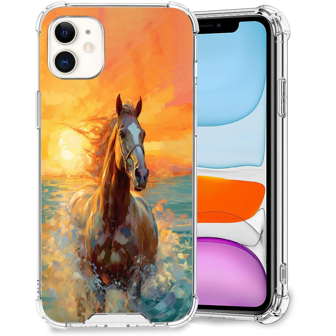 ZHONGWEI Clear Phone Case Compatible with iPhone 11 with Horse-aa34 - Sleek Protection with Style and Durability for Any Smartphone Model.