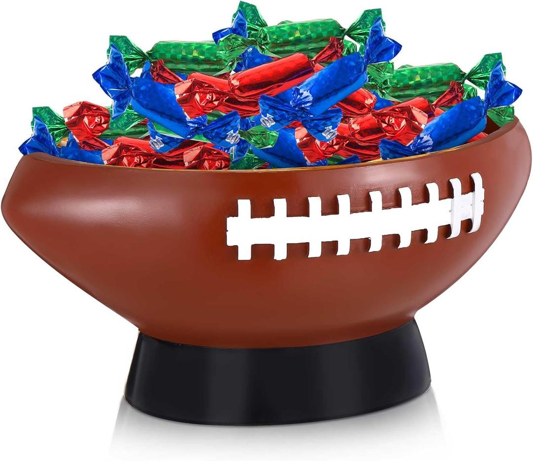 1 Pcs Football Shaped Snack Bowl Football Serving Tray Reusable Charcuterie Bowl Resin Appetizer Serving Dish for Candy Chips Popcorn Sport Birthday Party Decoration Tailgate Dinner