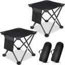 KABOER 2 Pack Folding Camping Stool Portable Outdoor Camping Chair for Fishing BBQ Hiking Gardening Beach Travel with Carry Bag