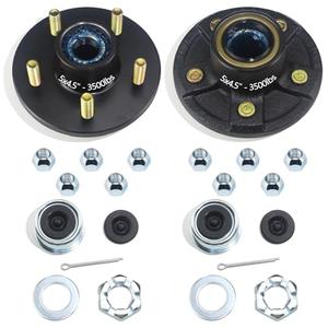 GREPSPUD 2 Sets Trailer Hub Kits 5 on 4.5'' for 3500 lbs 1-1/16'' to 1-3/8'' #84 Tapered Axle, Prelubricated L44649 L68149 Bearings 5x4.5 Trailer Replacement Idler Hub 5 Lug Bolt Trailer Wheel Hub Kit