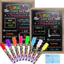 EAONE 12 x 16 in First Day of School Board Sign for All Grades Student, Wood Frame Back to School Chalkboard Sign for Kids 1st and Last Day, Double-Side, with 8 Dry Erase Markers & 1 Wipe Cloth (Grey)