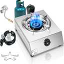 Propane Stove Single Burner Propane Stove 1 Burner 12000 BTU Dual Fuel Auto Ignition with CSA Converter / QCC1 LPG Hose for Emergency Outdoor Cooking