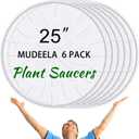 DoubleFill 6 Pcs 25 Inch Plant Saucer Large Clear Plastic Flower Plant Trays Heavy Duty Round Water Catcher for Pots Indoors Outdoor Garden