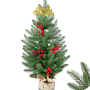 28 Inch Tabletop Christmas Tree, 2.33 Ft Artificial Small Little Real Natural Touch Pine Tree with Red Berries Pine Cones Merry Christmas for Indoor Table Desk Home Bedroom Christmas Decorations
