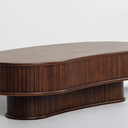 NTC Ripple DOU Coffee Table, Modern Wooden Double-Layer Center Table, Vertical Groove Design, Stylish Living Room Decor, Minimalist Style for Home and Office, Easy Assembly - Dark Walnut