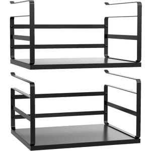 2 Pack Large Under Shelf Basket, Black Undershelf Storage Basket, Heavy Duty Slide-in Hanging Storage Basket, Metal Under Cabinet Organizer for Kitchen, Pantry, Desk, Bookshelf, Cabinet