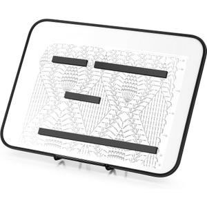Flutesan 11 x 14 Inches Knitting Pattern Holder with 4 Replacement Magnets Knitting Chart Keeper Magnetic Board Cross Stitch Supplies for Crochet(Black Border)