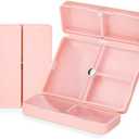 Soleebee Portable Small Pill Case, 7 Compartments Travel Pill Organizer with Folding Design, Daily Pill Box for Pocket, Compact Pill Dispenser, Medicine Container to Hold Vitamin Fish Oil (Pink)