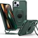 Shields Up for iPhone 13 Case with Stand (Two-Way Stand), 14 Phone Case with Double Ring Holder, Heavy Duty Shockproof Cover for iPhone 13/iPhone 14 - Green
