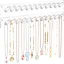 MaxGear Necklace Holder Wall 2-Pack, Clear Acrylic Jewelry Organizer with 24 Hooks, Tangle-Free Display for Necklace, Bangles, Ring, Bracelet Storage, Perfect for Bathroom, Vanity, Closet Door