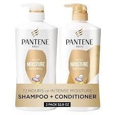 Pantene Shampoo & Conditioner Set, Daily Moisture Renewal  ProV Nutrients for Dry, ColorTreated, Straight to Curly Hair, 72Hour Hydration & Softness, 52.8 Oz Total + Miracle Rescue Shot (0.5 Oz)
