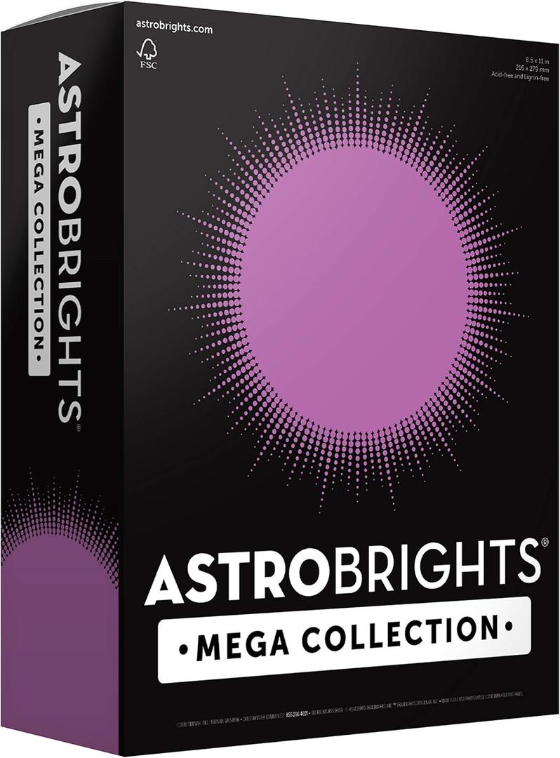 Astrobrights Mega Collection Colored Paper, 8  x 11, 24 lb/89 gsm, Bright Purple, 625 Ct. (91675) "Amazon Exclusive" - More Sheets!