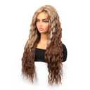 Long Curly Wig For Women, Blonde Mixed Brown Color, 28 inch Long Wavy Wig, Heat Resistant Synthetic Hair Mixed Ombre Blonde For Cosplay Daily Party Use