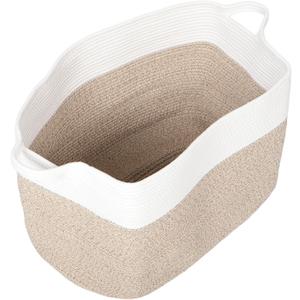 PRETYZOOM Cotton Rope Storage Basket Extra Woven Organizer for Toys Laundry and Blankets Foldable Nursery Bin for Living Room and Bedroom