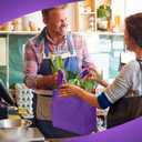 Reginary 50 Pieces Reusable Totes Bag Bulk Shopping Bags Non Woven Grocery handbag with Handles Foldable for Boutiques(Purple)