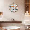 FUGWN Boho Fall Pumpkin Round Wall Art Decor Framed, Autumn Thanksgiving Canvas Artwork Prints, Retro Harvest Pumpkin Wall Hanging Decorations for Home Bedroom Living Room, 10x10 Inch