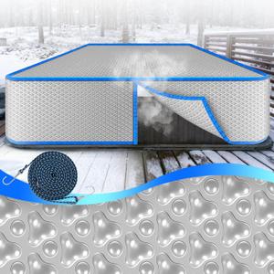91" L x 91" W x 23" H Thermal Bubble Cover - Waterproof Hot Tub Pool Cover with Elastic Straps for Wind Resistance, Thermal Spa Cover for Heat Preservation Fits 91" Square Hot Tub