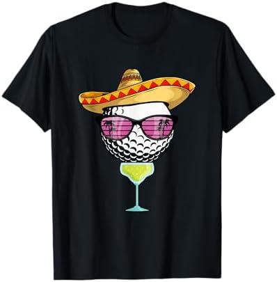 Women Cinco de Mayo Golf Ball With Sombrero Margarita Golfer T-Shirt, S