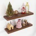 Floating Shelves for Wall 24"W x 6.7"D x 1.37"H, Engineered Wood Wall Shelves with Invisible Brackets for Living Room Bedroom Bathroom Office Kitchen Decor and Storage, Walnut Finish, Set of 2