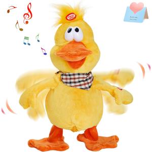 Houwsbaby 12'' Electronic Squawking Duck Toy, Electronic Quacking Musical Duck Stuffed Animal, Interactive Walking Singing Waving Duck Plush Toy Present for Kids Boys Girls Holiday Birthday