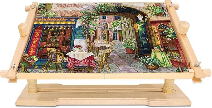 Adjustable Beech Wood Embroidery Stand - Guofa Rotated Cross Stitch Needlepoint Holder, Quilting Tapestry Scroll Hoop Frame for Craft Sewing