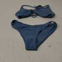 ZAFUL Women's Tie Back Padded High Cut Bralette Bikini Set Two Piece Swimsuit (1-haze Blue, Small)