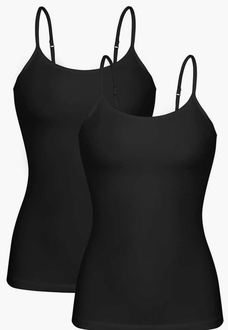 beautyin Cotton Camisole Tops for Women Shelf Bra Adjustable Spaghetti Strap Tank Top Basic Cami Undershirt, L