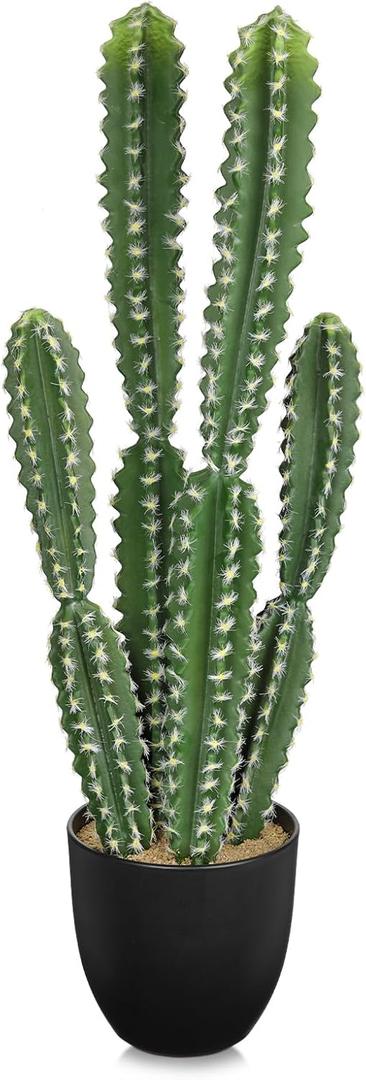 DILATATA Tall Fake Cactus Plant 27.5 inch Large Artificial Cactus Tree 'Candelabra Cactus' Faux Cactus Desert Plants Big Fake Cacti for Home Garden Office Decor (Pilosocereus Robinii)