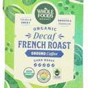 Whole Foods Market, Organic Decaf Ground Coffee, Dark French Roast, Smoky & Sweet, Smooth & Balanced, 12 Ounce (EXP 05/24/26)