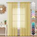 OVZME Mustard Yellow Sheer Curtains 96 Inches Long 2 Panels, Solid Lightweight & Airy Gauzy Window Treatments with Light Filtering for Bedroom, Dual Rod Pocket, Each 42W x 96L