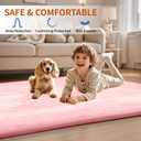ACOMOPACK Baby Play Mat for Floor,1.3" Thick Memory Foam Area Rug for Living Room,Soft Velvet Crawling with Non-Slip Bottom for Kid,Toddler,71"×79" Tummy Time Nursery Rugs,Yoga（Pink）