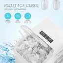 Ice Makers Countertop, Portable Ice Machine with Handle, 6 Mins 9 Bullet Ice Cubes with Basket and Scoop, 26lbs in 24Hrs, Auto-Cleaning, for Home, Kitchen, RV, Camping, White
