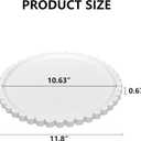 11.8 Inch Round Tray with Scalloped Edge, Decorative White Wood Tray for Coffee Table, Kitchen, Dining Room, Living Room Home Decor, Organization and Serving