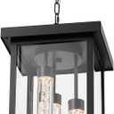 LOUSACE LED 3 Lights Outdoor Pendant Light for Porch, Large Black Exterior Hanging Light Fixtures with Clear Glass, Modern 5CCT Dimmable Outside Chandelier Pendant Porch Lights for Entrance Foyer