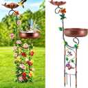 2 In 1 Bird Bath for Outside, Freestanding Large Bird Feeder Birdbaths for Outdoors, Garden Metal Bird Baths Bowl for Patio Yard, Copper