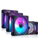 DS 120MM Computer Cooling Fans for Chassis Case, with Mirror LED Tunnel Light Effect on The Side, RGB Fan with Mini Controller kit for PC Case (5 Pack Fans)