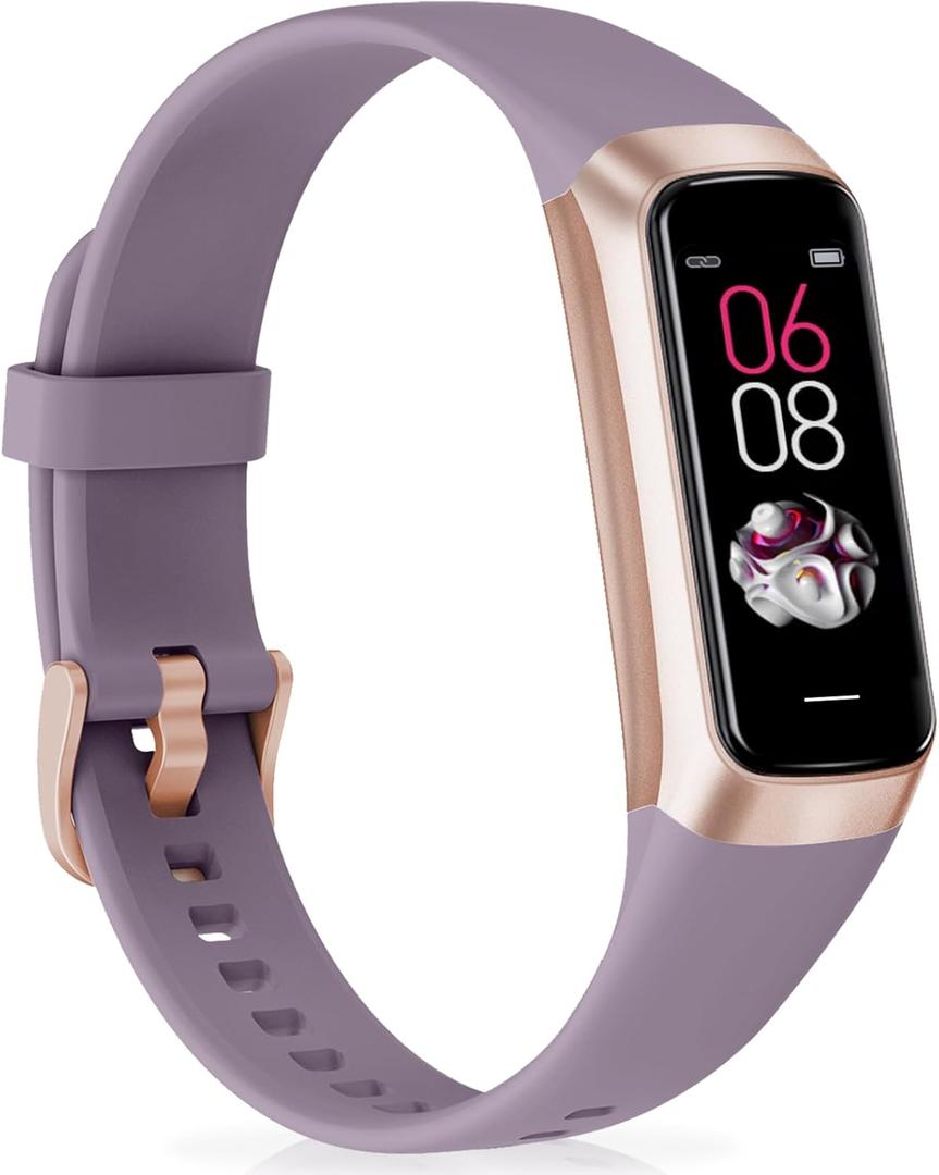 Fitness Tracker, Activity Trackers with 24/7 Heart Rate, Blood Oxygen Blood Pressure Sleep Monitor, Step Counter with 1.1" AMOLED Touch Color Screen, Calorie Pedometer Health Smart Watch for Women Men (Orchid Purple)
