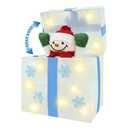 Animated Christmas Snowman in Lighted Gift Box, Christmas Light Gift Box White for Outdoor Indoor Decorations - Xmas Pop Up Snowman Presents Box, Porch Yard Under Tree Ornaments Holiday Decor