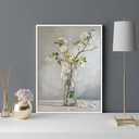 daktenn Floral Canvas Wall Art Bathroom Wall Art Pictures Wall Decor Home Decor Wall Decor for Bedroom Livingroom (White Framed, 18" x 24")
